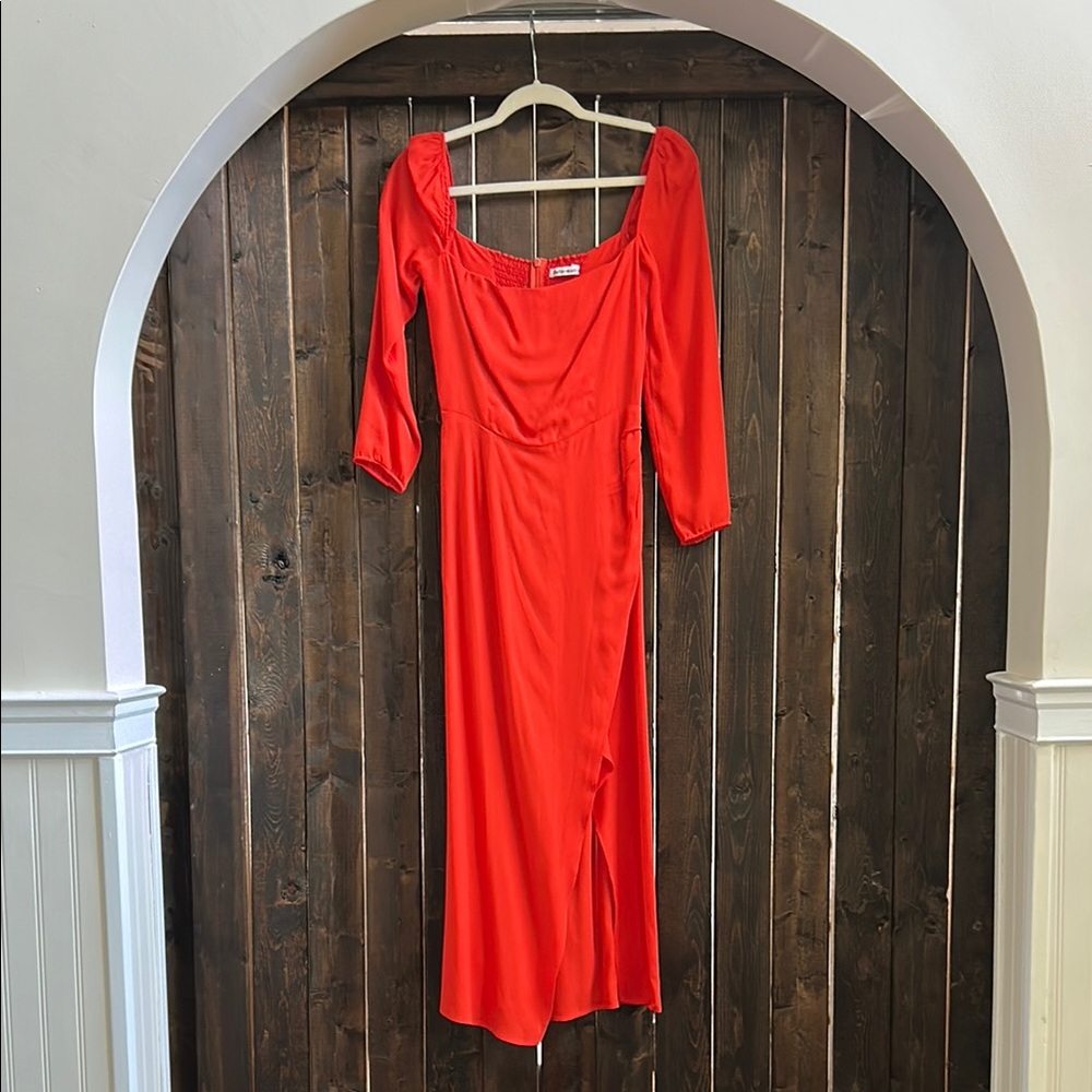 Reformation Red Sheath Dress with Square Neckline